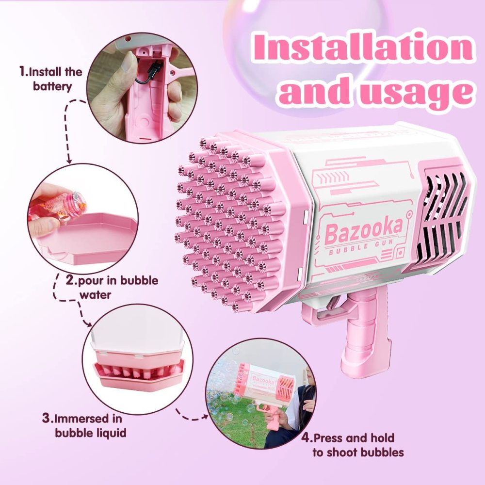 69 Holes Bubbles Rocket Launcher Gun Machine with Colorful Lights Giant Foam Maker Guns Toys Wedding Outdoor Party Favors Gift