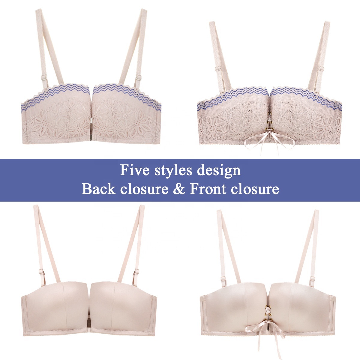 PAERLAN Half Cup Wireless 40 Size  Floral Lace Brasier Full Coverage Front Closure Women Bra
