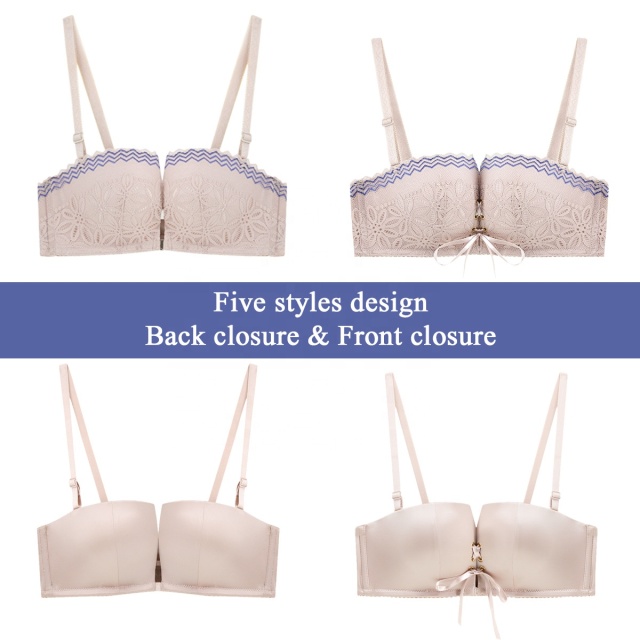 PAERLAN Half Cup Wireless 40 Size  Floral Lace Brasier Full Coverage Front Closure Women Bra