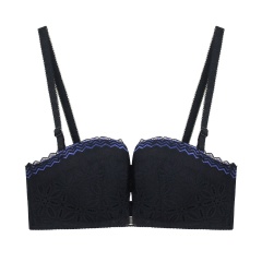 PAERLAN Half Cup Wireless 40 Size  Floral Lace Brasier Full Coverage Front Closure Women Bra