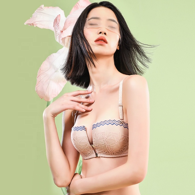 PAERLAN Half Cup Wireless 40 Size  Floral Lace Brasier Full Coverage Front Closure Women Bra