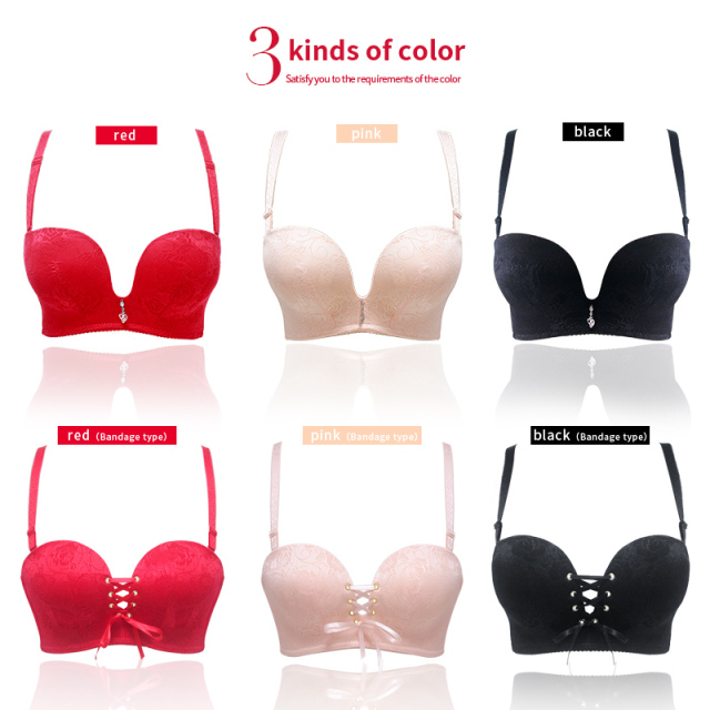 Sexy Plus Size Backless Seamless Bandage Push up Strapless Bra