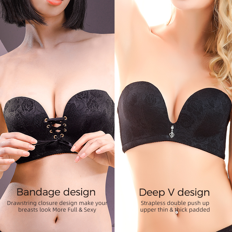 Sexy Plus Size Backless Seamless Bandage Push up Strapless Bra