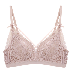 Women Thin Wire Free Sexy Black Lace Triangle Cup French Underwear Bra