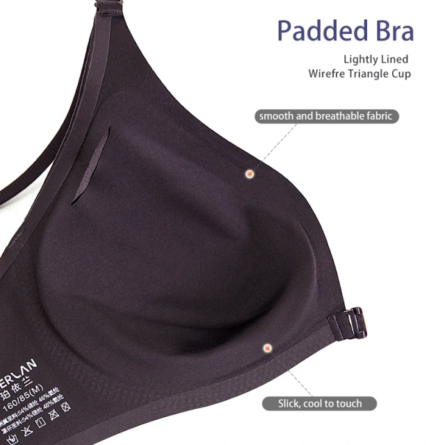 Women's Seamless Wire-Free Yoga Bra Comfort V-Neck One-Piece Front Close Design Adjustable Straps Quick Dry Front Open Adults