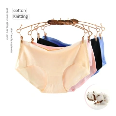 L-Xl Ladies Briefs One-Piece Solid Color Cotton Knitting Seamless Hipster Underwear for Women