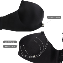 PAERLAN Women Push up Add Two Cups Front Closure Wireless Bra Super Padded T-Shirt Bra
