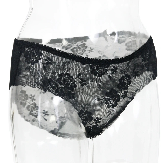 Rose Pattern Women's Sexy Lace Underwear Adult Semi-transparent Women Panties