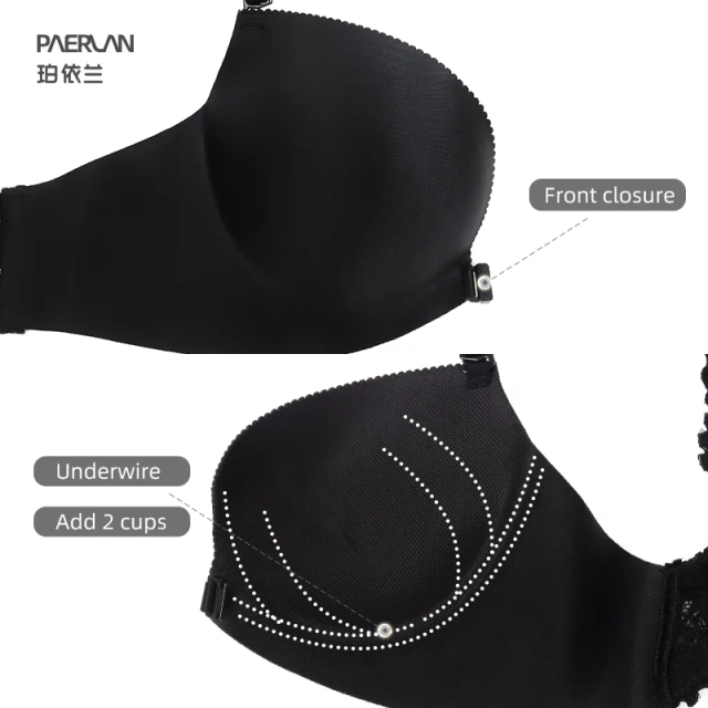 Paerlan Front Close Push up Y-line Back Newest Design Fancy Sexy Lady Lace Front Closure New Bra