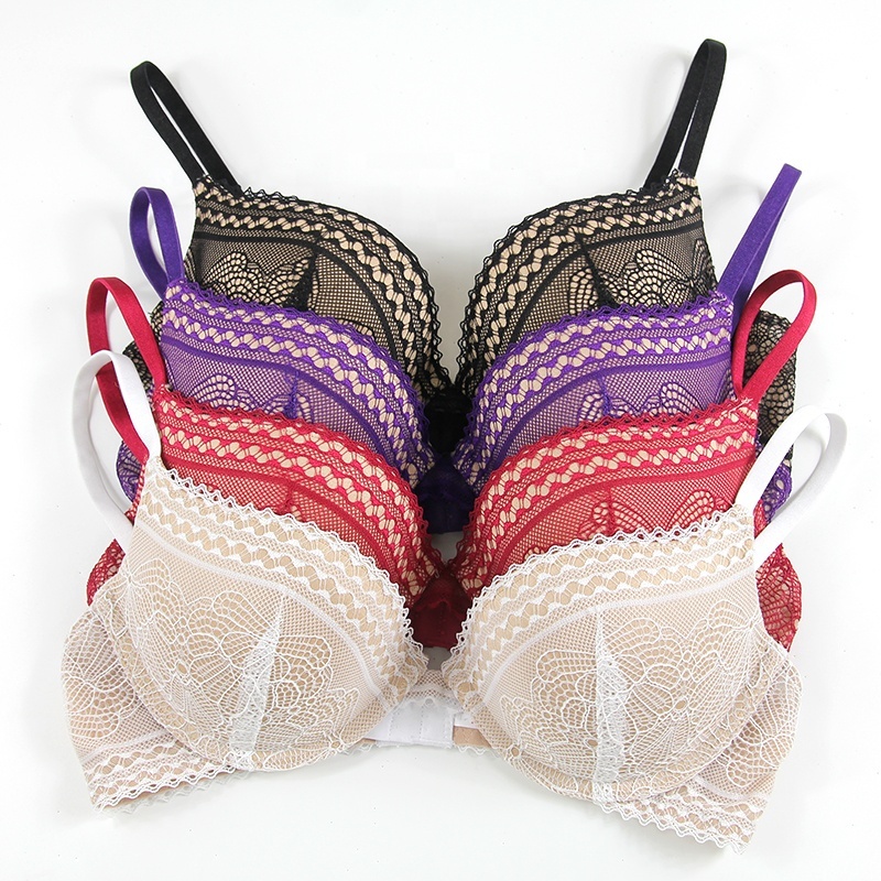 PAERLAN Lace Bra Wireless Padded Triangle Bralettes for Women Front Closure Halter Bras for Women