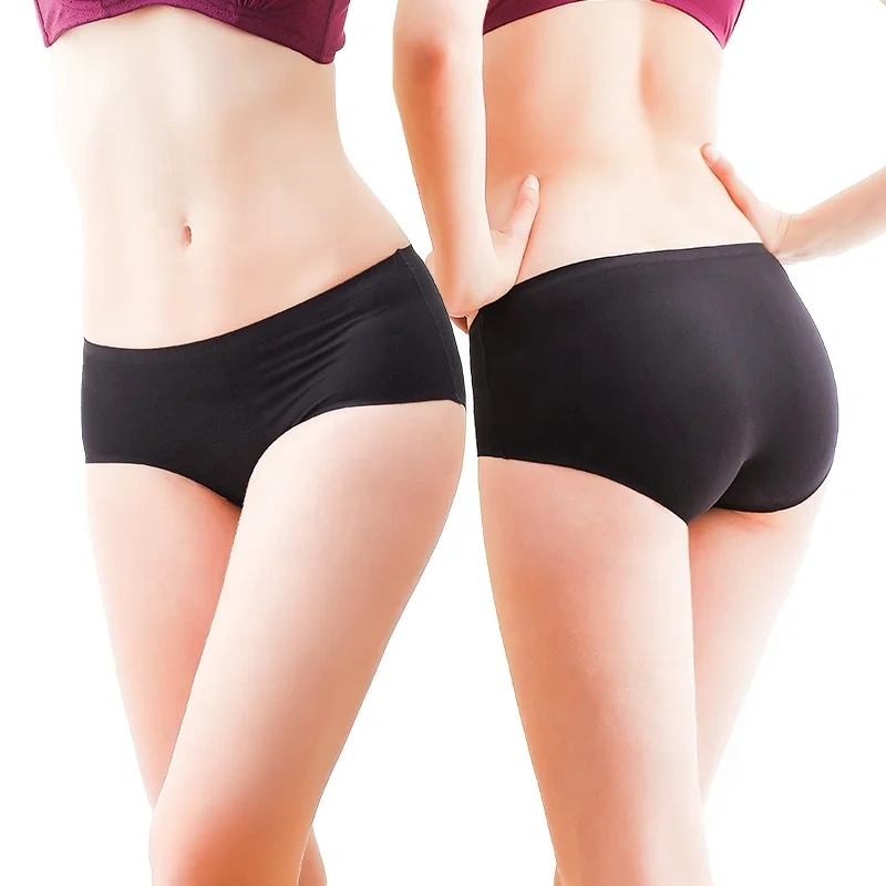 L-Xl Ladies Briefs One-Piece Solid Color Cotton Knitting Seamless Hipster Underwear for Women