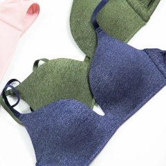 Women's Japanese Plain Dyed Thin Foam Lightly Lined Bralette T-shirt Wirefree Bra