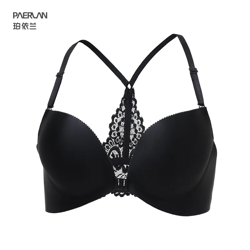 Paerlan Front Close Push up Y-line Back Newest Design Fancy Sexy Lady Lace Front Closure New Bra