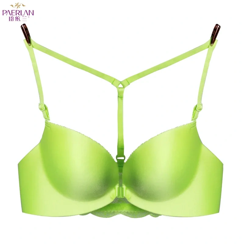 PAERLAN Women Push up Add Two Cups Front Closure Wireless Bra Super Padded T-Shirt Bra