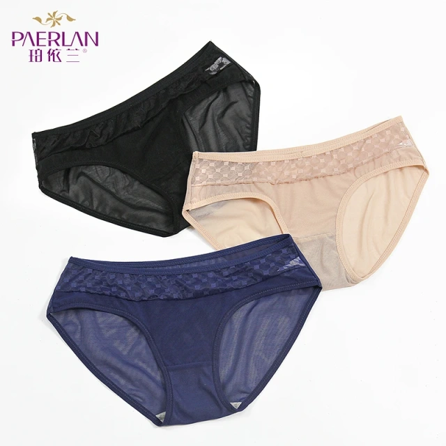 Plaid Pretty Sexy Mature Women Lace Mesh Panties