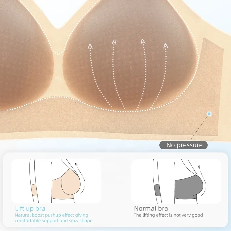 Paerlan Invisible Sleeping Bra With Removable Pads Black & Nude Young Yoga Ladies Bra