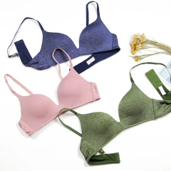 Women's Japanese Plain Dyed Thin Foam Lightly Lined Bralette T-shirt Wirefree Bra