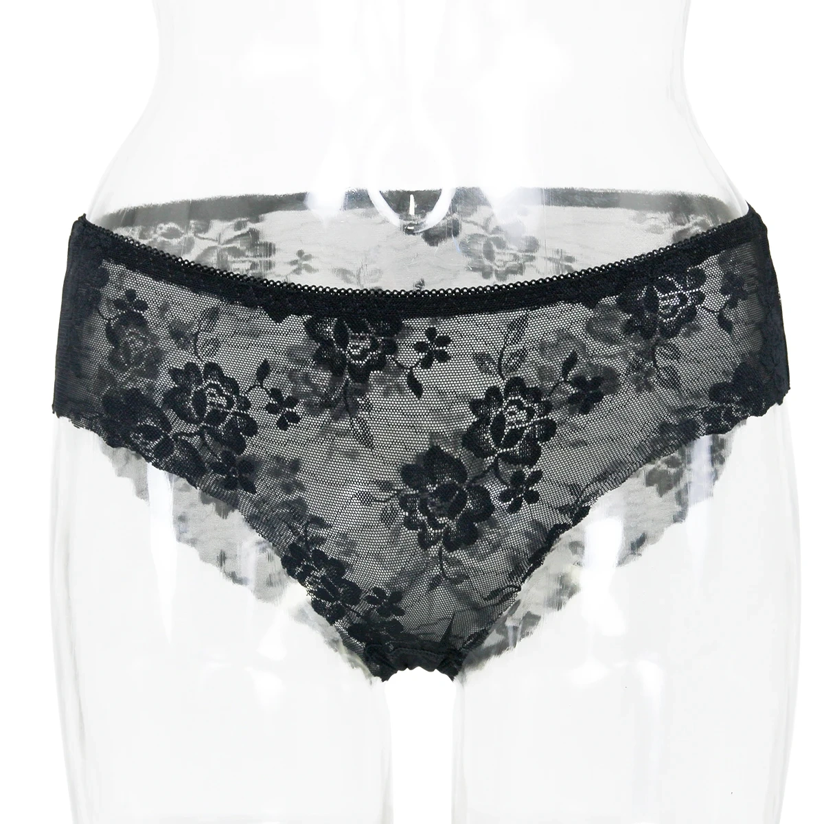 Rose Pattern Women's Sexy Lace Underwear Adult Semi-transparent Women Panties