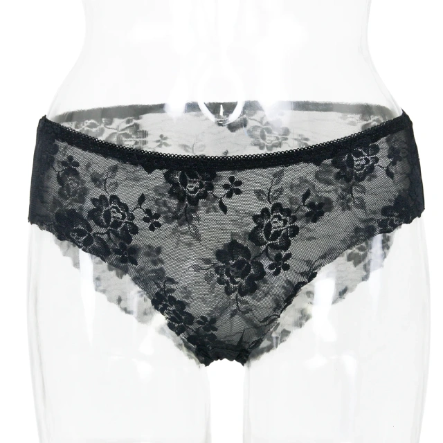 Rose Pattern Women's Sexy Lace Underwear Adult Semi-transparent Women Panties