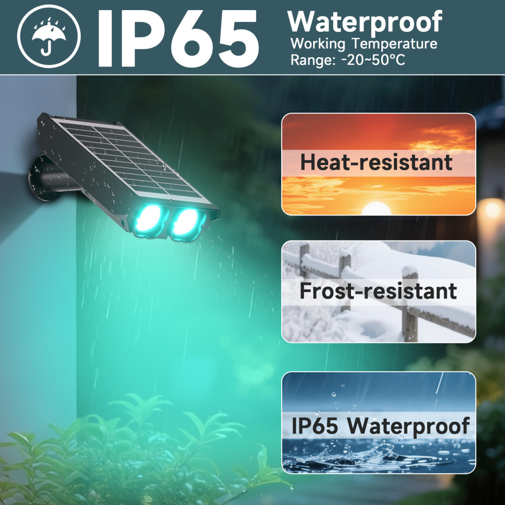 RGB Solar Spot Lights : 2 IN 1 Solar Lights Outdoor with 8 Lighting Modes & PC Light Guide Column for Tree Garden Yard Pathway | RGB Color Changing Landscape Lights | IP65 Waterproof | 4/6/12 Pack