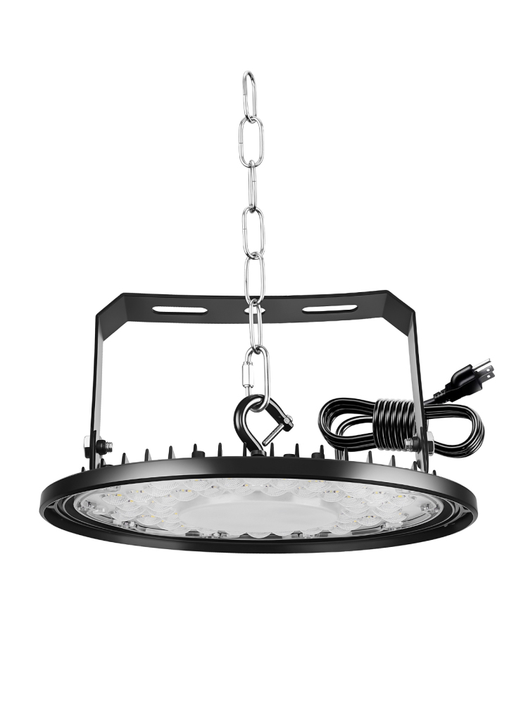 BASCA 150W UFO High Bay 5000K 25500LM丨U Bracket 丨 with 5' Cable (US Plug) 丨IP65 Waterproof Lamp