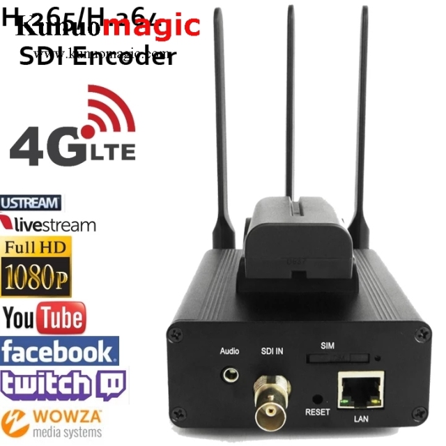 H.265 HEVC/H.264 AVC 4G LTE SDI Video Encoder for live Broadcast support RTMP to streaming server like Wowza,Youtube