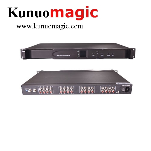 16 in 1 Agile Modulator Headend Catv Analog RF Converter 1U Chassis With LED Display