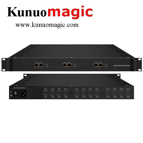 1U rack-mounted 24 Channel RTMP SRT HDMI HEVC H.265 iptv hd live broadcasting streaming video encoder hardware