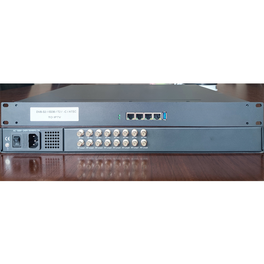 8 Tuners (DVB-S/S2/S2 X Or/and DVB-C/T/T2/ISDB-T) Input to Hls/M3u8/HTTP/RTSP/RTMP/SRT for IPTV Project Equipment