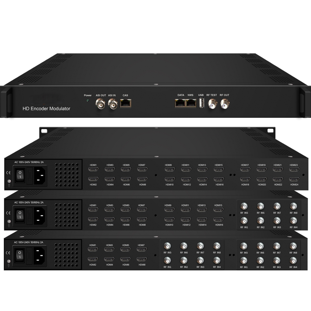 HD Modulator Digital Encoder 24 in 1 HDMI to RF DVB-T DVBC ISDBT CATV RF Modulator