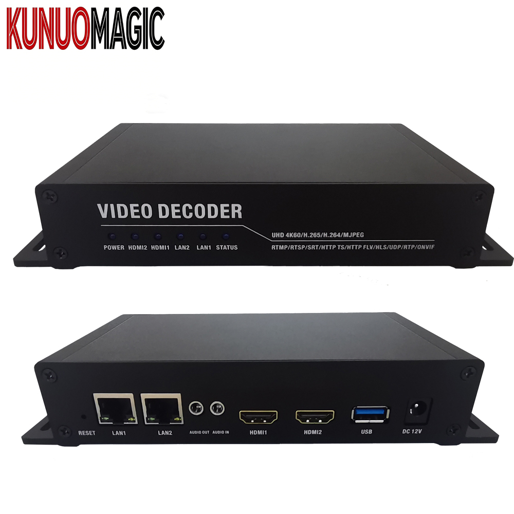 4K@60FPS H.265 Network IP Video Decoder With SRT HTTP HLS UDP Ultra Low Latency and 2*HDMI Port for Live Streaming Media