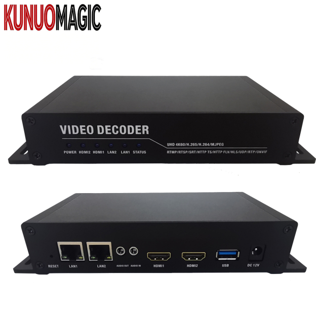 4K@60FPS H.265 Network IP Video Decoder With SRT HTTP HLS UDP Ultra Low Latency and 2*HDMI Port for Live Streaming Media