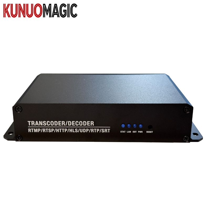 Professional IP to IP Video Transcoder Decoder Support H.265 AV1 VP9 SRT RTMP HLS for IPTV OTT Live Streaming Broadcast System