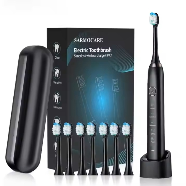 OEM Electric Toothbrush with Custom Logo 5 Modes Soft Dental Clean Waterproof Sonic Toothbrushes (IPX7) for Travel