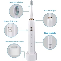 OEM Electric Toothbrush with Custom Logo 5 Modes Soft Dental Clean Waterproof Sonic Toothbrushes (IPX7) for Travel