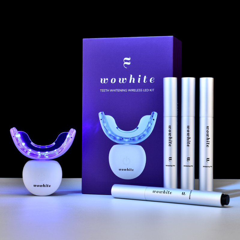 Wholesale Brand Wowhite New Dental Wireless Teeth Whitening Kit LED Light With Silver Teeth Whitening Gel Pen Accept OEM&ODM