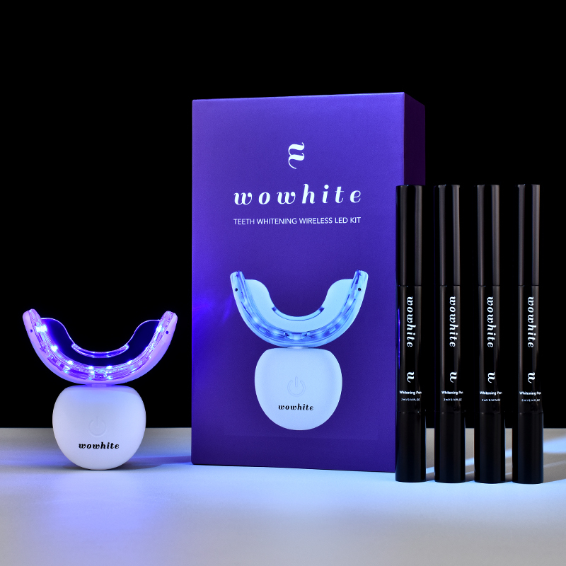 Wholesale Brand Wowhite New Dental Wireless Teeth Whitening Kit LED Light With Black Teeth Whitening Gel Pen Accept OEM&ODM