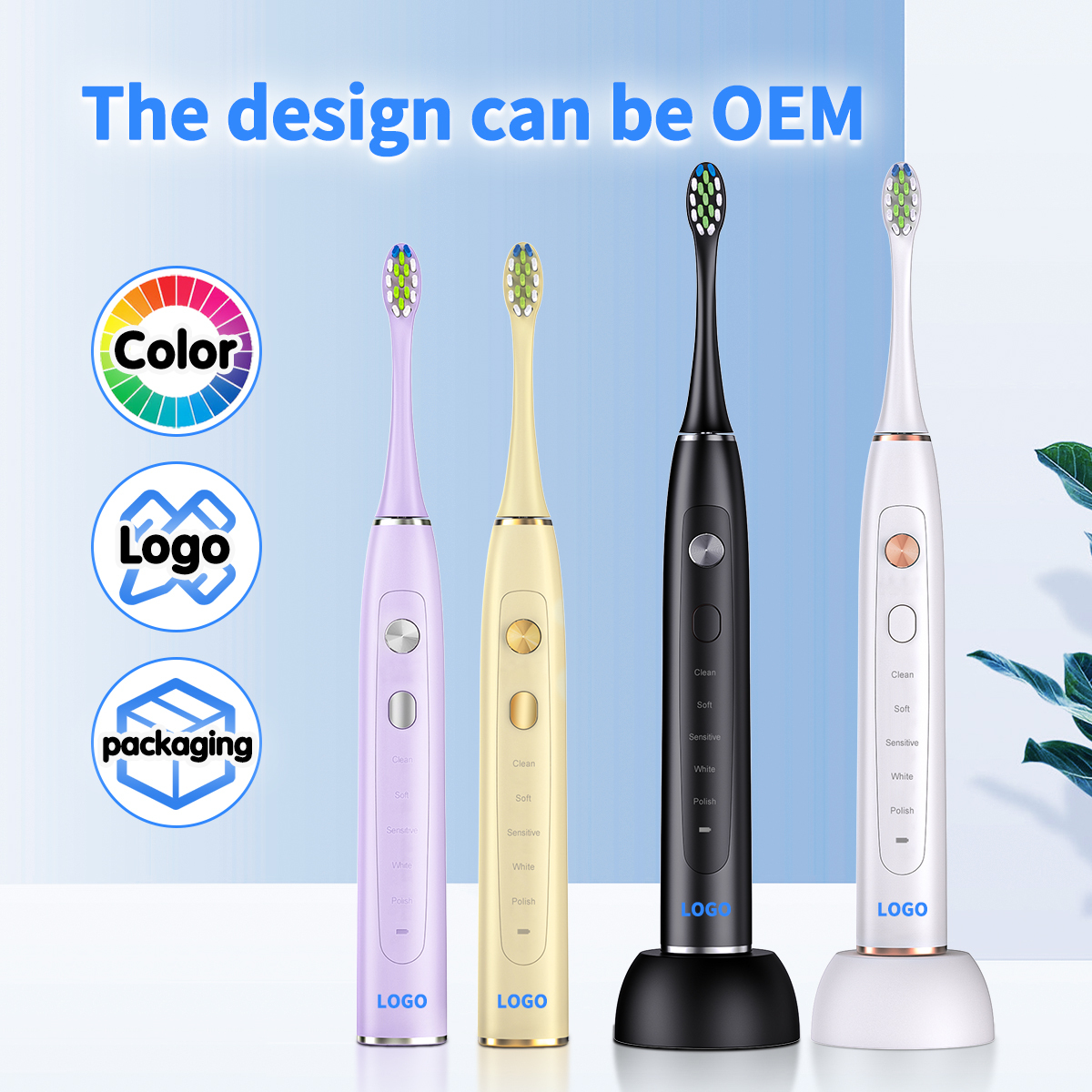 Wholesale OEM Private Logo Kids Adult Low Noise Deep Cleaning Rechargeable Sonic Electric Toothbrush for Children Adult