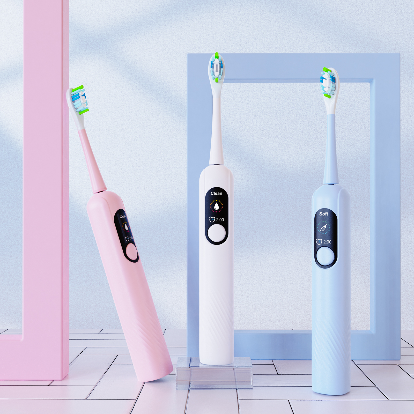 Wholesale Powerful Smart Reminder Automatic Toothbrush Sonic Cleaning 4 Modes Vibrating Electric Toothbrush with Display Screen
