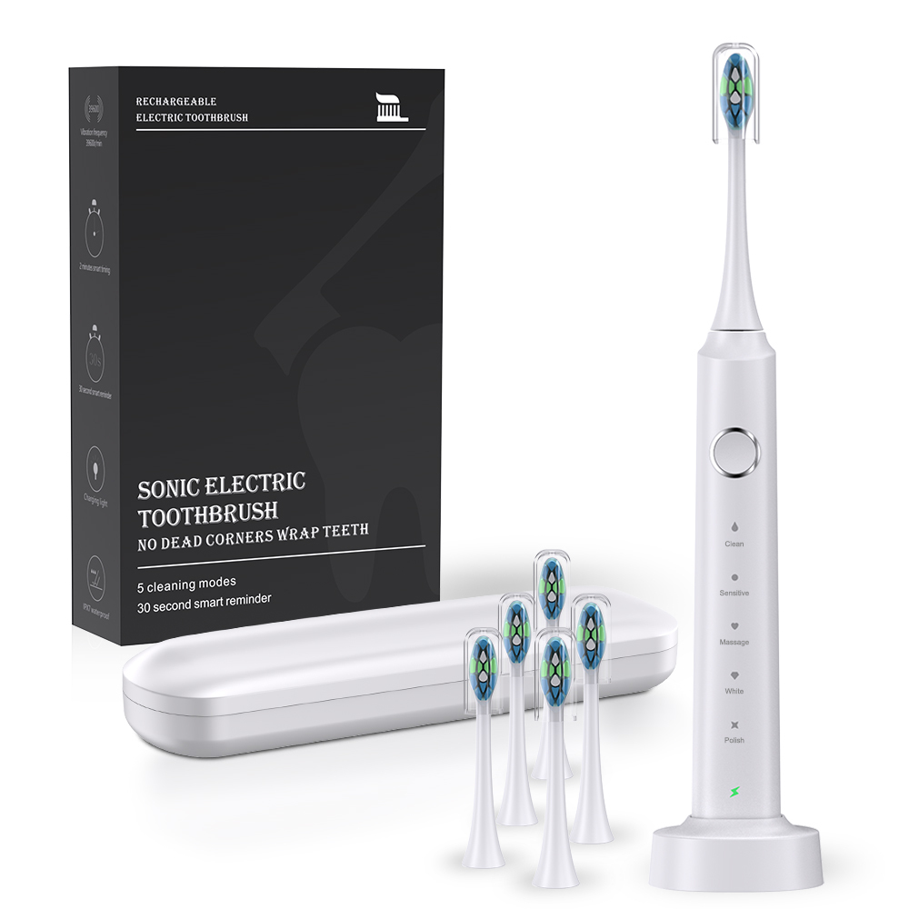 Hot Sale Cheap Automatic Sonic Toothbrush Slim Smart Rechargeable Teeth Whitening Black Electric Toothbrush with Charger Adults