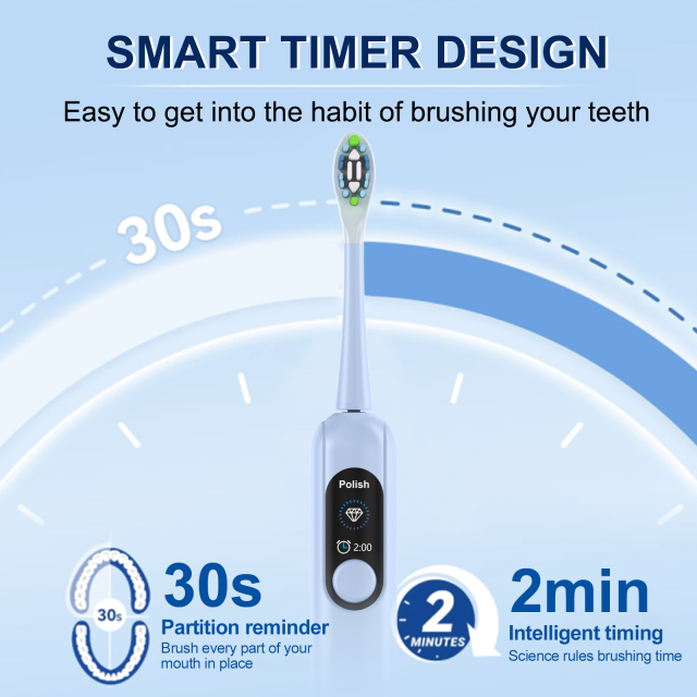 Wholesale Powerful Smart Reminder Automatic Toothbrush Sonic Cleaning 4 Modes Vibrating Electric Toothbrush with Display Screen