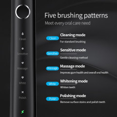 Hot Sale Cheap Automatic Sonic Toothbrush Slim Smart Rechargeable Teeth Whitening Black Electric Toothbrush with Charger Adults