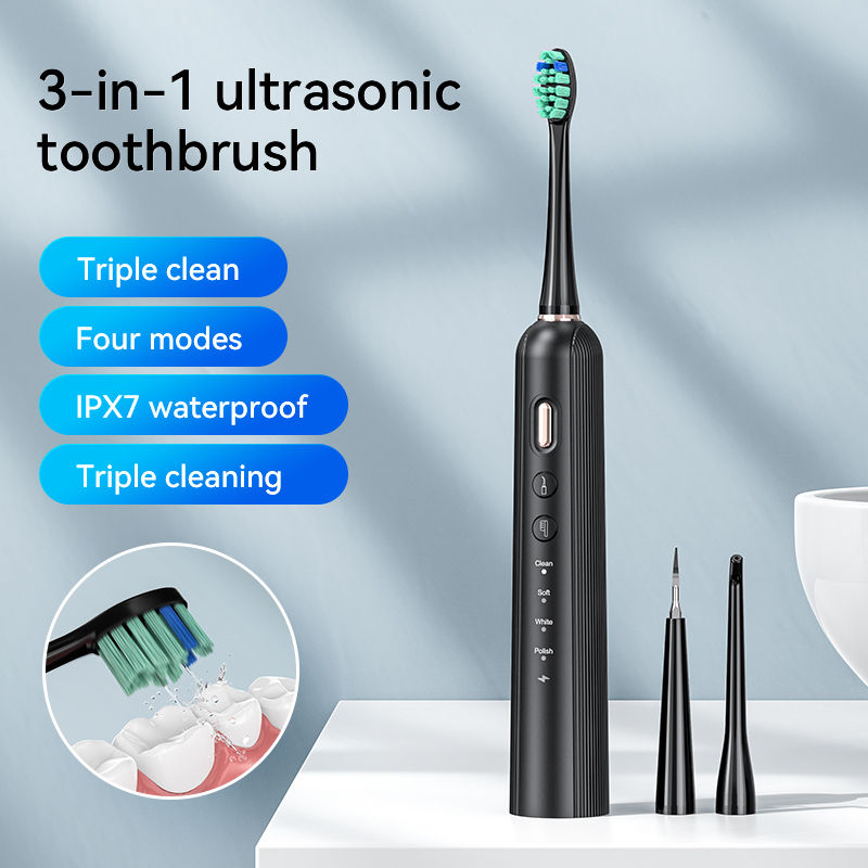 3-in-1 Electric Toothbrush Dental Cordless Water Flosser Teeth Whitening Feature Medium Tartar Remover for Optimal Oral Care