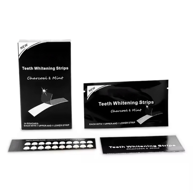 New 14/28pcs Mint Flavor Custom Logo Charcoal Teeth Whitening Strips