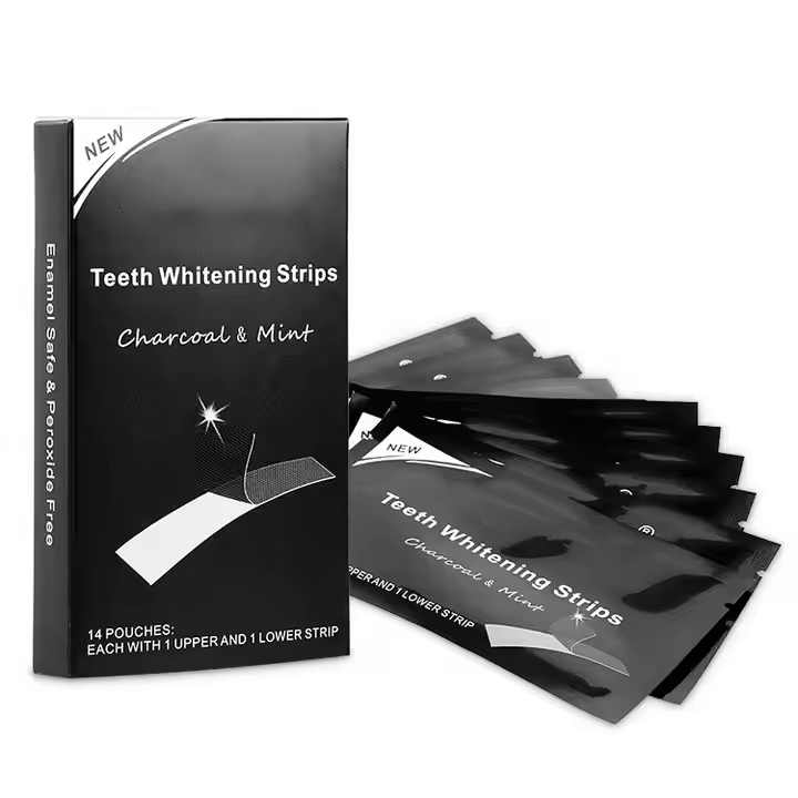 New 14/28pcs Mint Flavor Custom Logo Charcoal Teeth Whitening Strips
