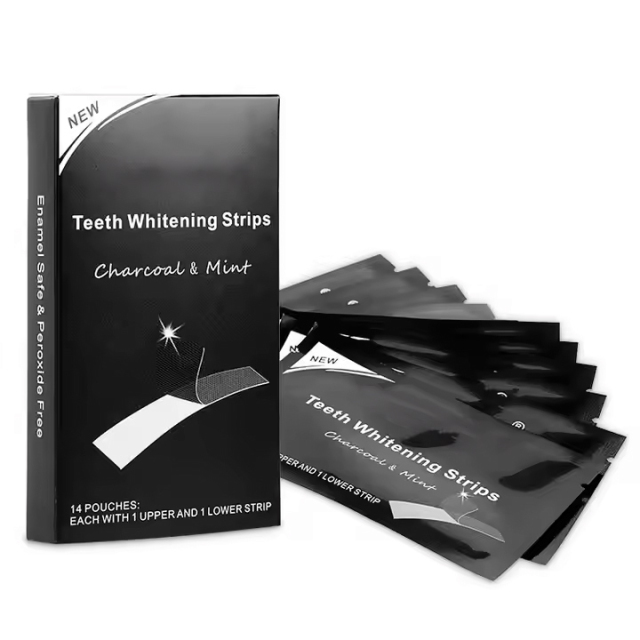 New 14/28pcs Mint Flavor Custom Logo Charcoal Teeth Whitening Strips