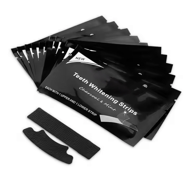 New 14/28pcs Mint Flavor Custom Logo Charcoal Teeth Whitening Strips