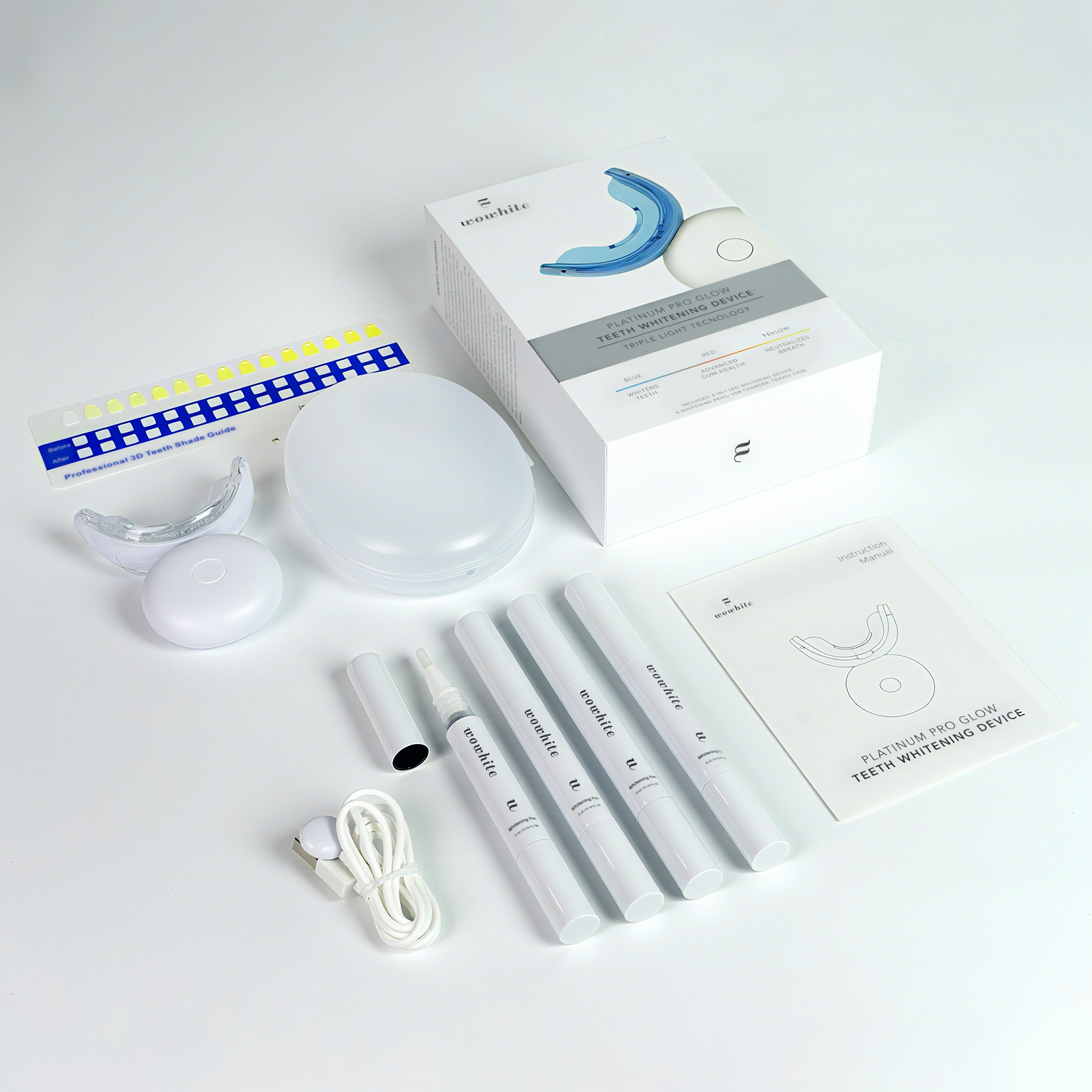Wowhite New Packaging Wireless 48 Teeth Whitening Device with LED Light and Gel - OEM/ODM Private Label