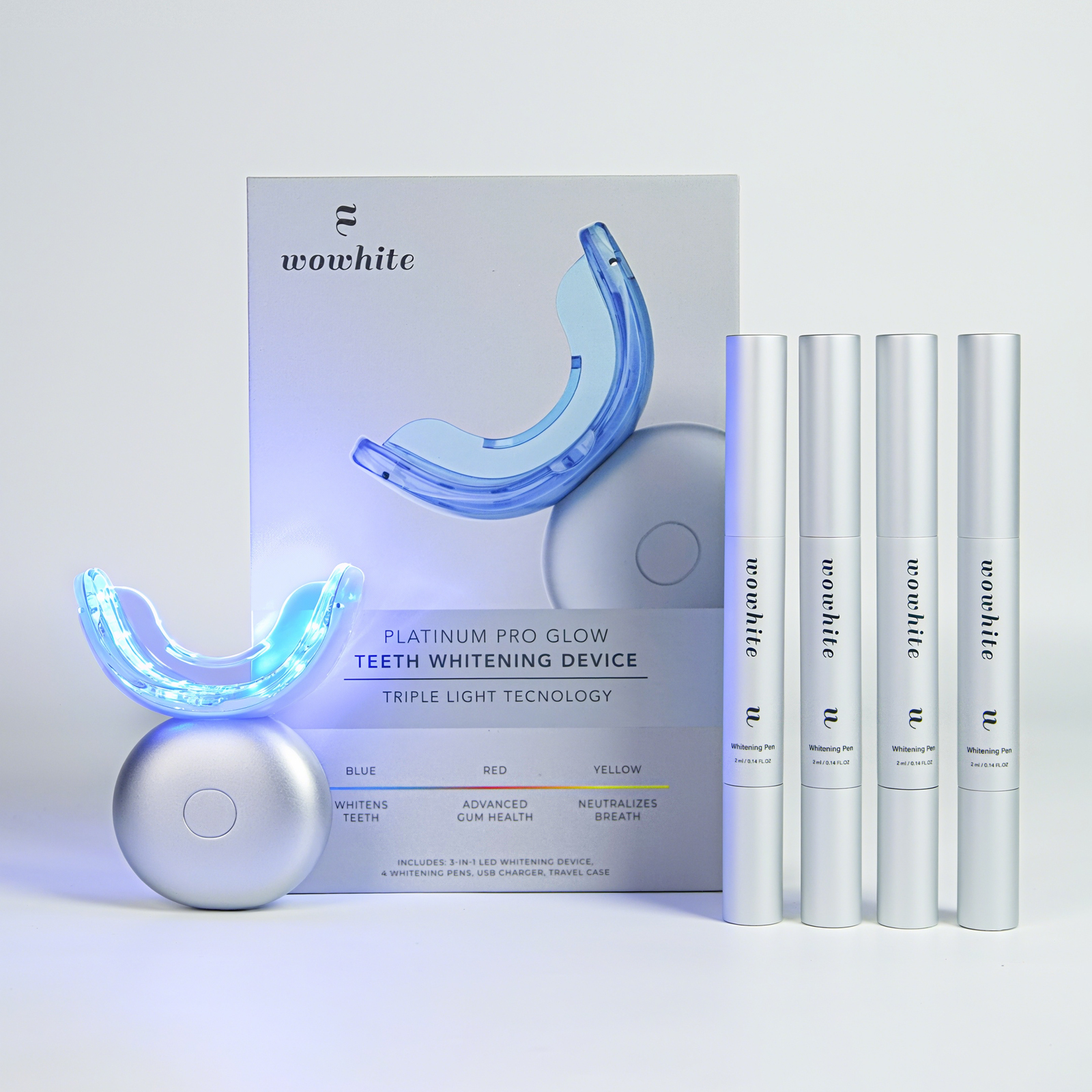 Wowhite Oral Care New Packaging Wireless 48 Teeth Whitening Device with LED Light and Gel - OEM/ODM Private Label