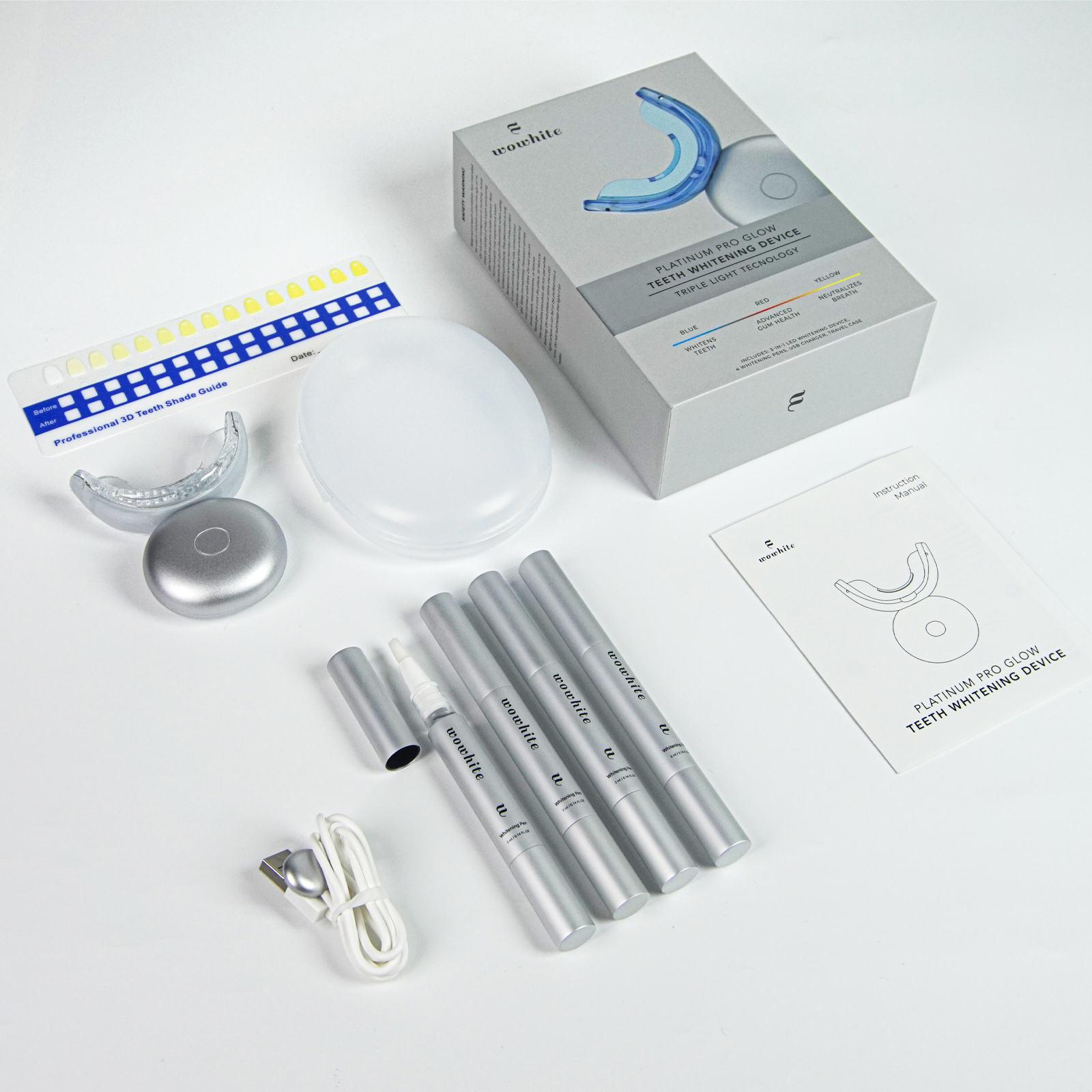 Wowhite Oral Care New Packaging Wireless 48 Teeth Whitening Device with LED Light and Gel - OEM/ODM Private Label